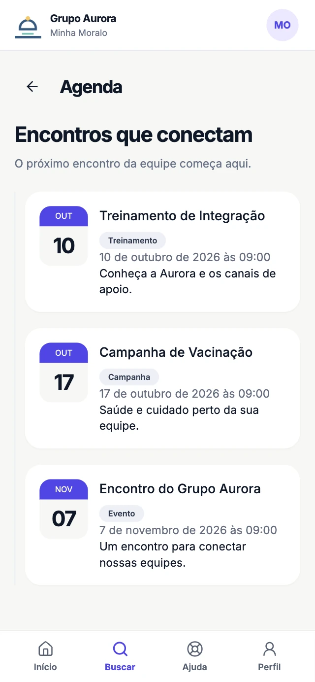 Agenda demonstrativa do Grupo Aurora na Moralo